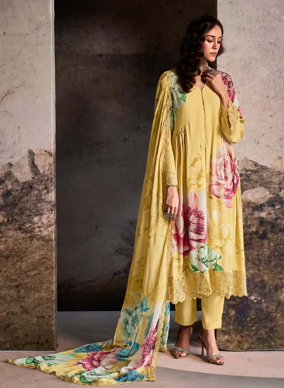 Kimora Pure Muslin Yellow Unstitched Suit Dress Material with Embroidery Tunics Sale discount Kimora Pure Muslin Yellow Unstitched Suit Dress Material with Embroidery Tunics Sale discount
