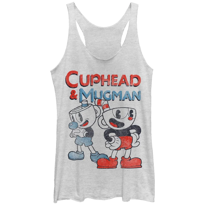 Women's Cuphead Best Friend Mugman Racerback Tank Top striped tank top