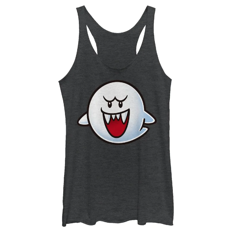 Women's Nintendo Mario Boo Ghost Smile Racerback Tank Top teal tank top