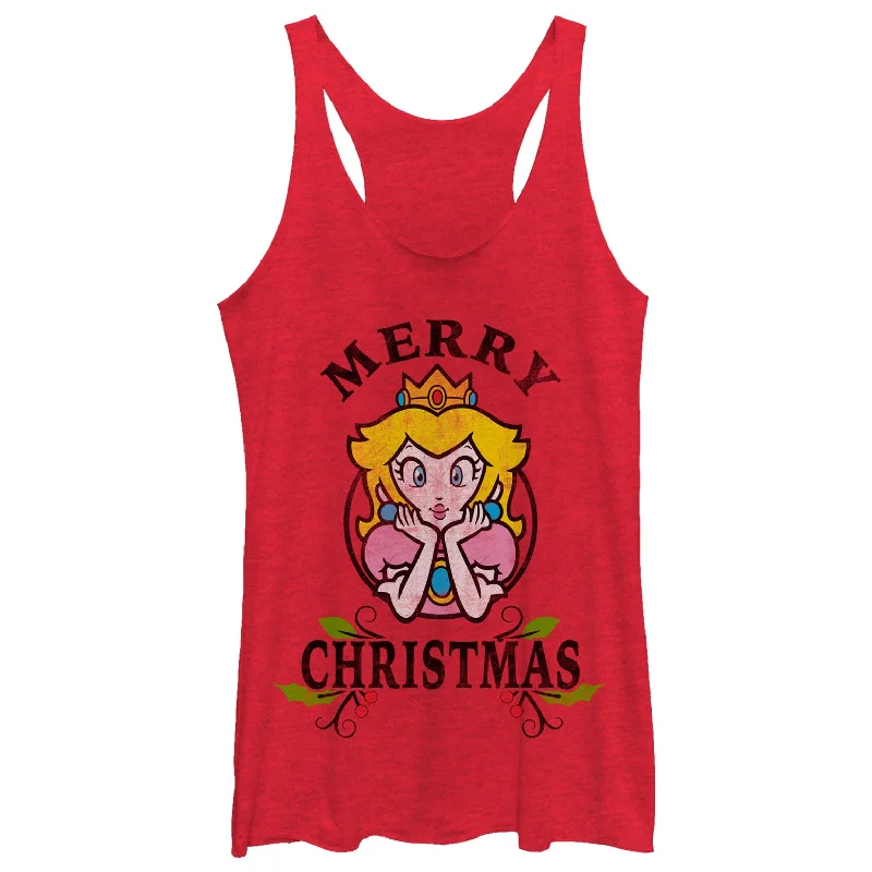 Women's Nintendo Christmas Princess Peach Racerback Tank Top one shoulder tank