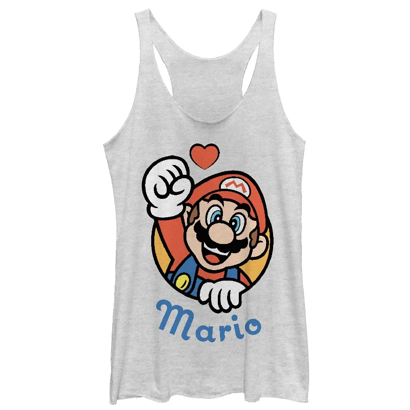 Women's Nintendo Mario Heart Portrait Racerback Tank Top crew neck tank