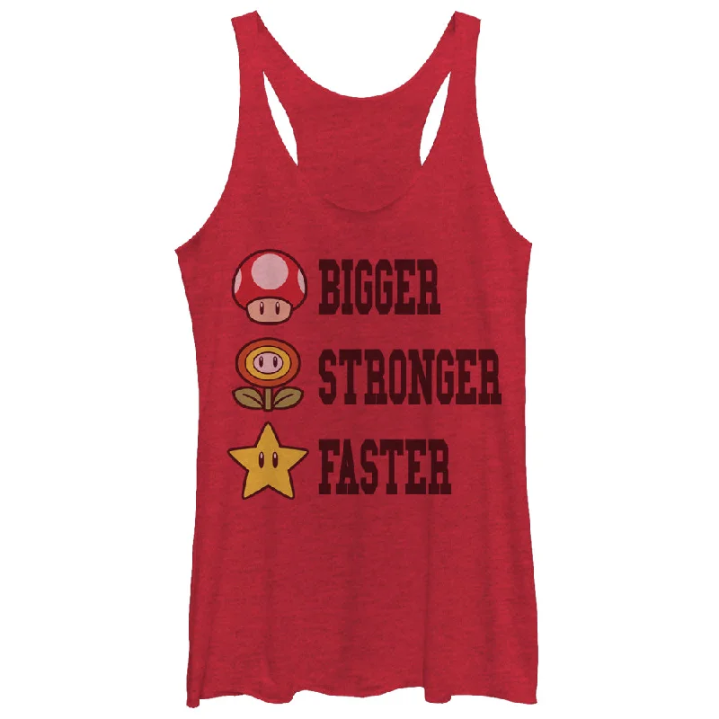 Women's Nintendo Mario Bigger Stronger Faster Racerback Tank Top cropped tank top