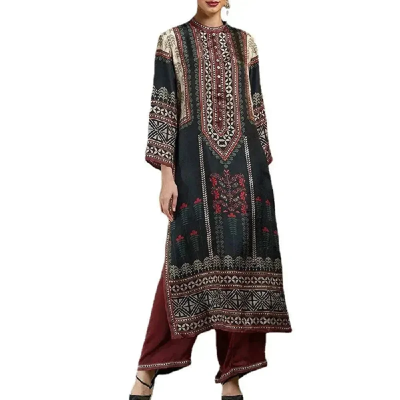 Printed Loose Middle East Print Slit Long Skirt Outfit set for Arab Turkey Women wrap skirt elegant Printed Loose Middle East Print Slit Long Skirt Outfit set for Arab Turkey Women wrap skirt elegant