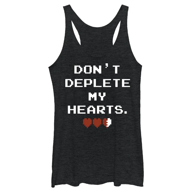 Women's Nintendo Legend of Zelda Deplete My Hearts Racerback Tank Top low neck tank