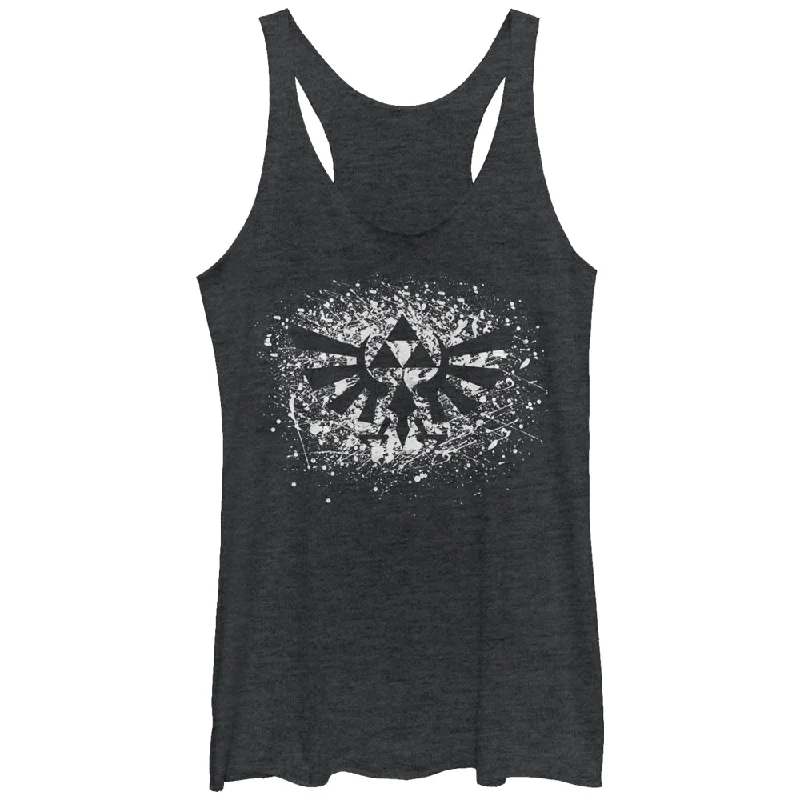 Women's Nintendo Legend of Zelda Triforce Paint Splatter Racerback Tank Top coral tank top