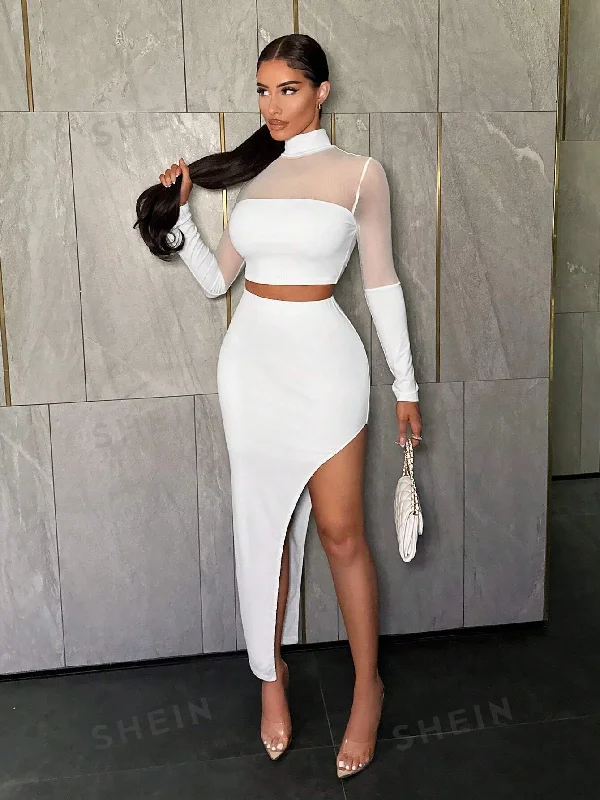 SXY Women's Mesh Splice Stand Collar Top And Slit Skirt Two-Piece Set
Perspective Stitching
Home Leisure
Comfortable Two-Piece Set
Super Elastic silk skirt elegant SXY Women's Mesh Splice Stand Collar Top And Slit Skirt Two-Piece Set
Perspective Stitching
Home Leisure
Comfortable Two-Piece Set
Super Elastic silk skirt elegant