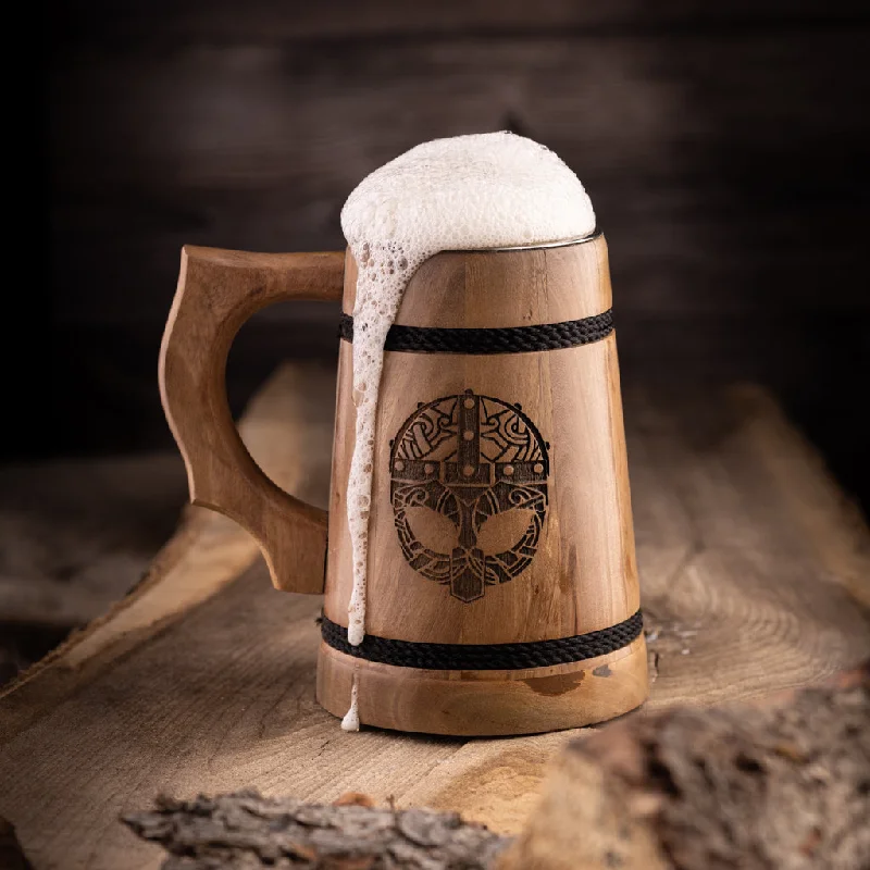 Tankard, Clan Helmet, Wood baby blue tank