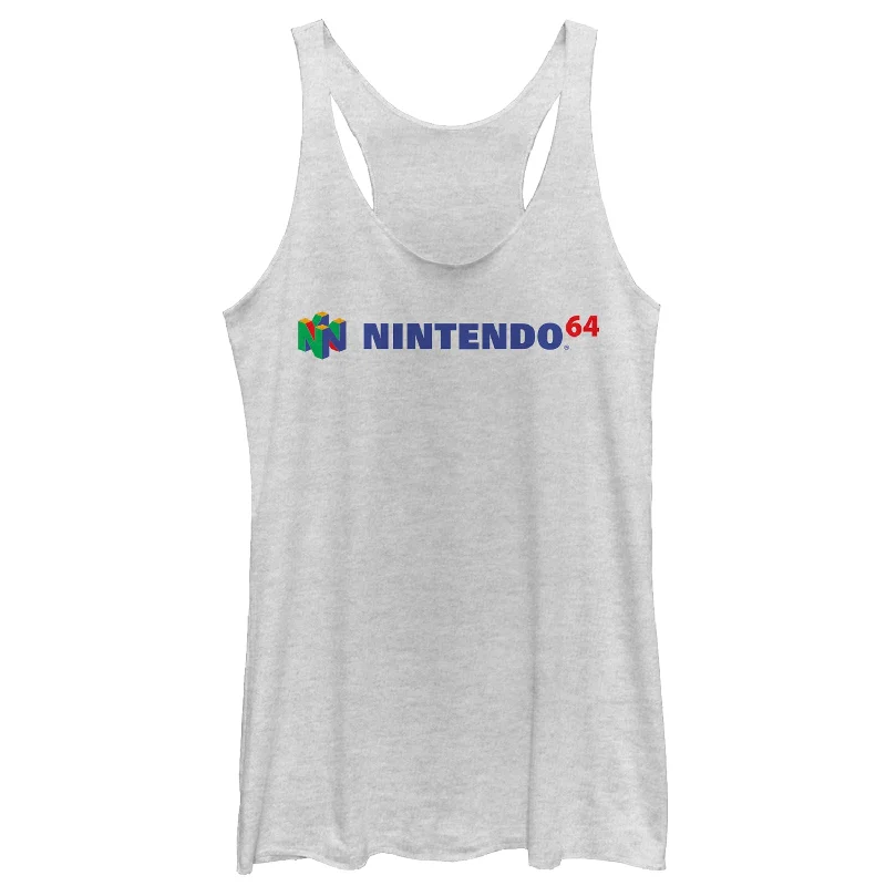 Women's Nintendo Classic N64 Logo Text Racerback Tank Top cotton tank top