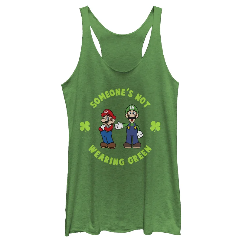 Women's Nintendo Super Mario and Luigi St. Patrick's Not Wearing Racerback Tank Top bold tank top Women's Nintendo Super Mario and Luigi St. Patrick's Not Wearing Racerback Tank Top bold tank top