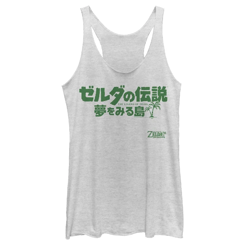 Women's Nintendo Legend of Zelda Link's Awakening Japanese Logo Racerback Tank Top ribbed tank top Women's Nintendo Legend of Zelda Link's Awakening Japanese Logo Racerback Tank Top ribbed tank top