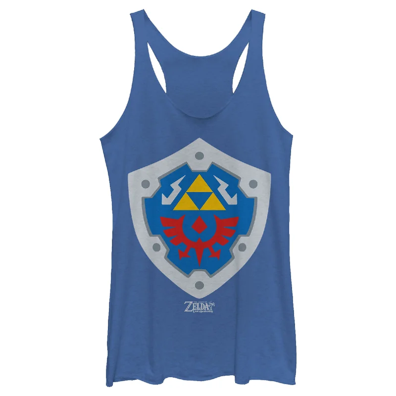 Women's Nintendo Legend of Zelda Link's Awakening Hylian Shield Racerback Tank Top lemon yellow tank Women's Nintendo Legend of Zelda Link's Awakening Hylian Shield Racerback Tank Top lemon yellow tank