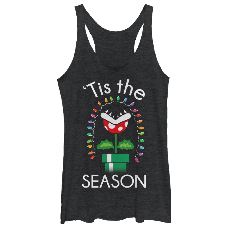 Women's Nintendo Christmas Mario Piranha Plants Racerback Tank Top v-neck tank top