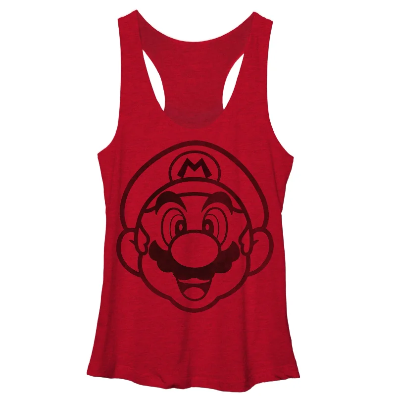 Women's Nintendo Mario Outline Racerback Tank Top adorable tank top