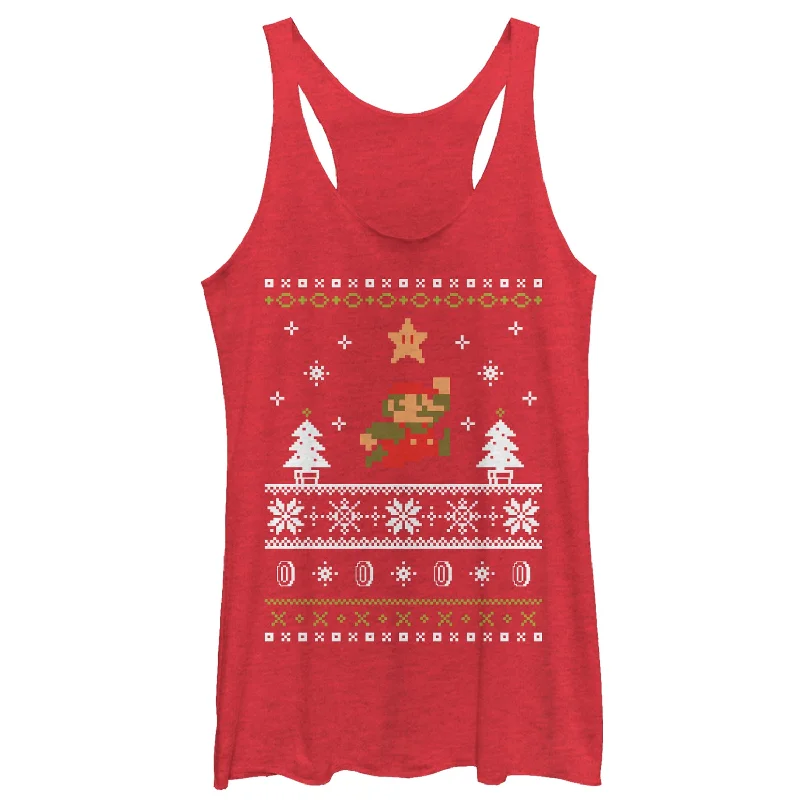 Women's Nintendo Ugly Christmas Mario Racerback Tank Top lace tank top