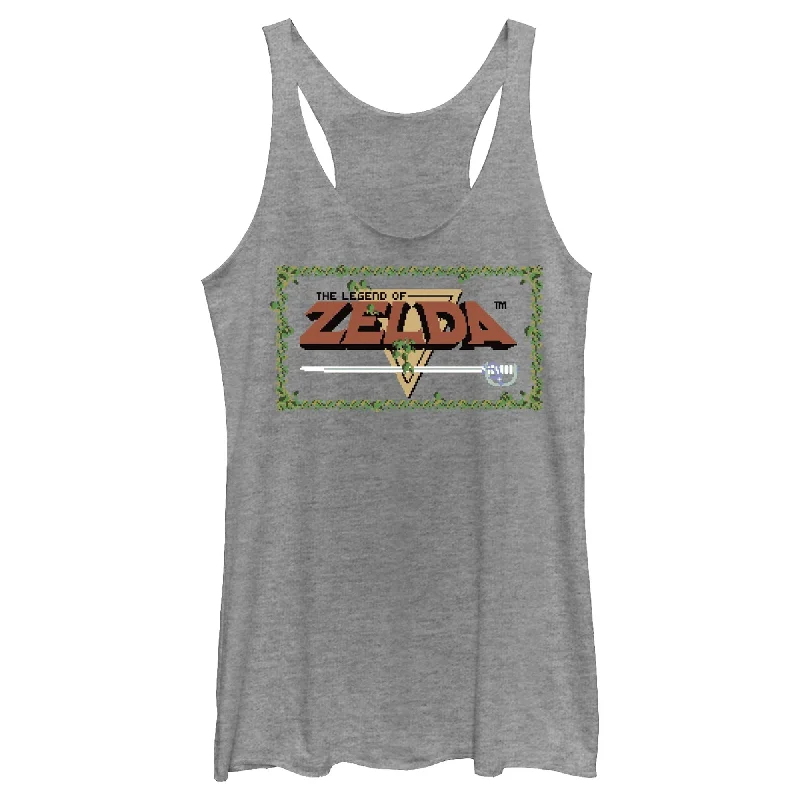 Women's Nintendo Legend of Zelda Pixel Logo Racerback Tank Top activewear tank top