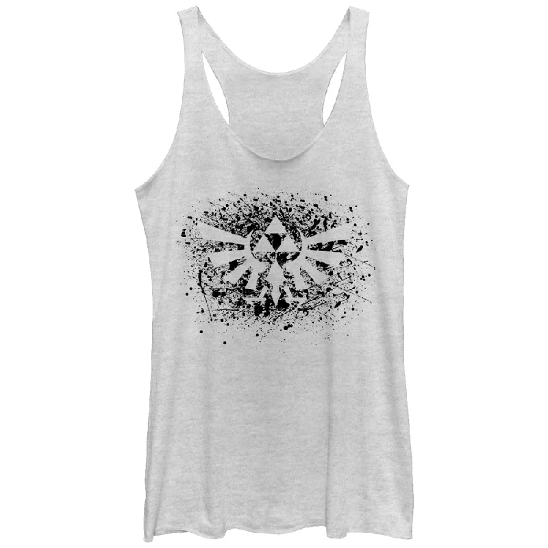 Women's Nintendo Legend of Zelda Triforce Paint Splatter Racerback Tank Top layering tank top