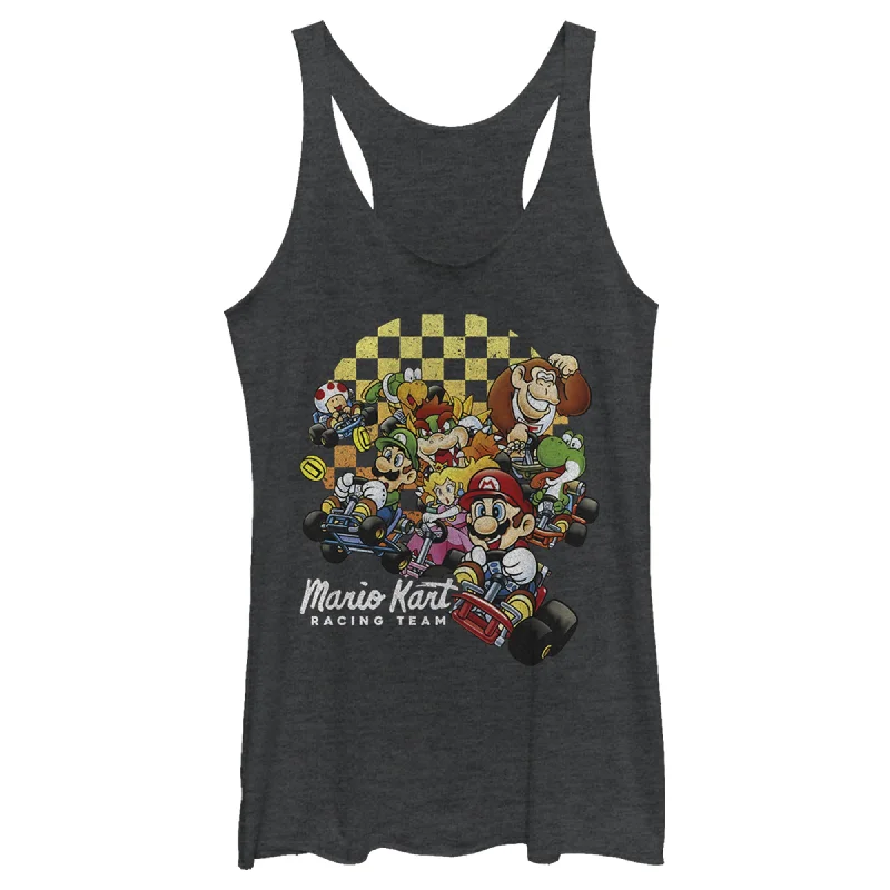 Women's Nintendo Mario Kart Cast Collage Racerback Tank Top pastel tank top