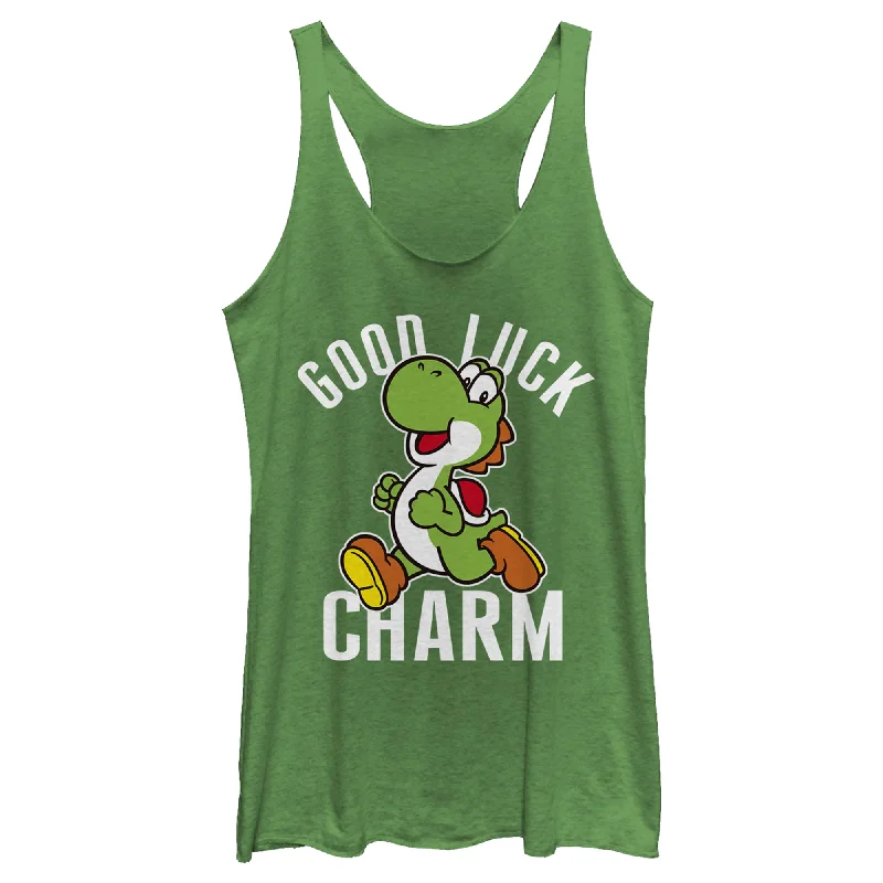 Women's Nintendo Super Mario Yoshi St. Patrick's Good Luck Charm Racerback Tank Top vibrant tank top Women's Nintendo Super Mario Yoshi St. Patrick's Good Luck Charm Racerback Tank Top vibrant tank top