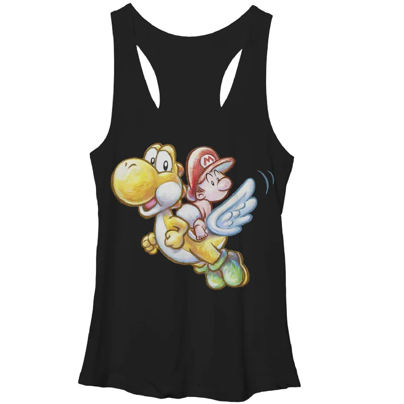 Women's Nintendo Yoshi's New Island Flying Racerback Tank Top fashionable tank top