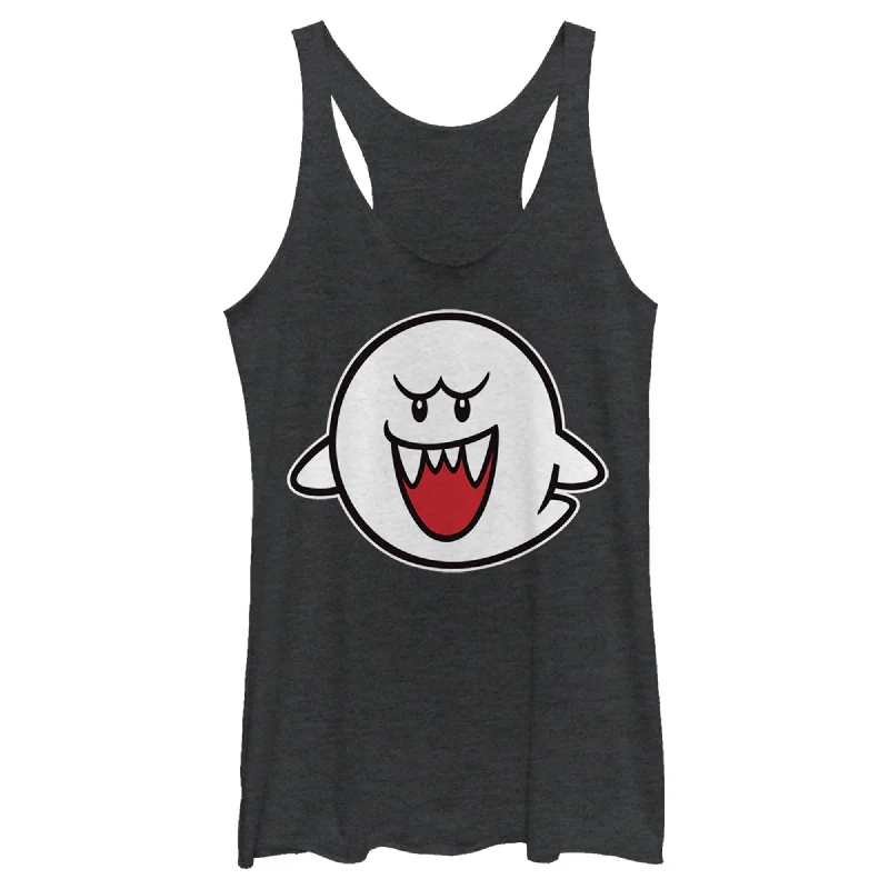 Women's Nintendo Mario Boo Ghost Racerback Tank Top bright tank top