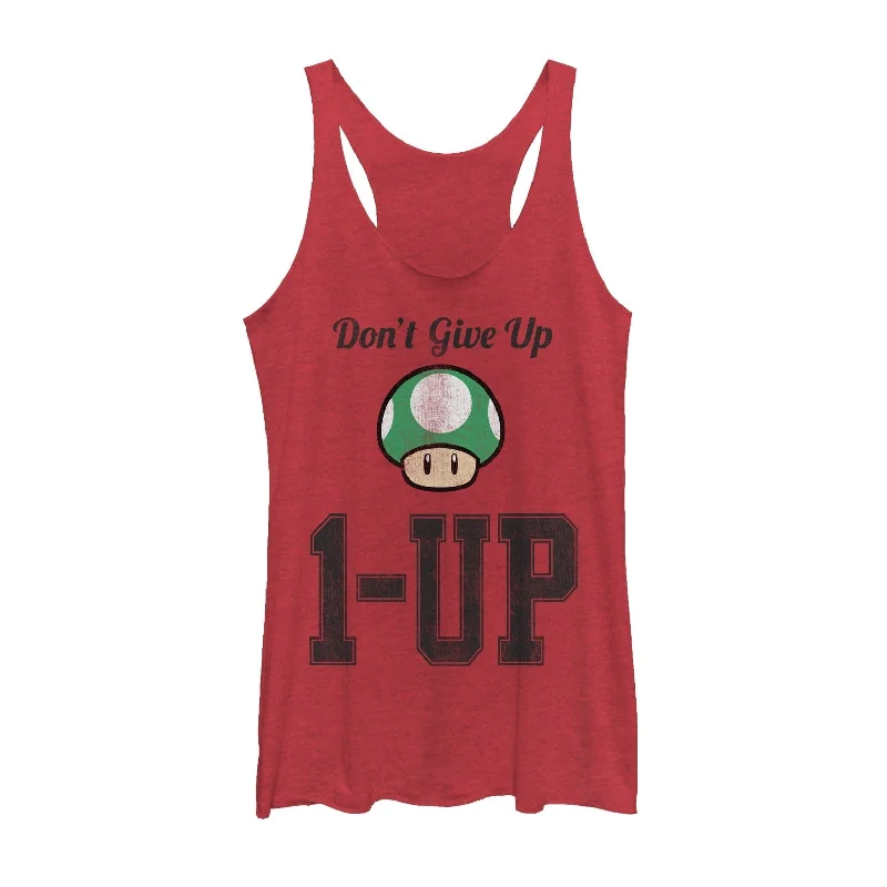 Women's Nintendo Don't Give Up Level Up Mushroom Racerback Tank Top flexible tank top Women's Nintendo Don't Give Up Level Up Mushroom Racerback Tank Top flexible tank top