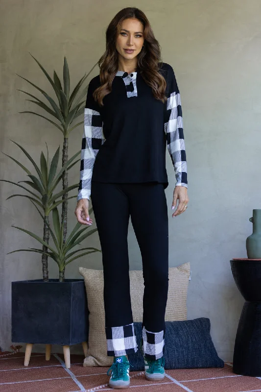 BLACK/WHITE SWEATSHIRT AND PANTS SET-ST7656 Hoodie with Set-In Sleeves Structured Classic BLACK/WHITE SWEATSHIRT AND PANTS SET-ST7656 Hoodie with Set-In Sleeves Structured Classic