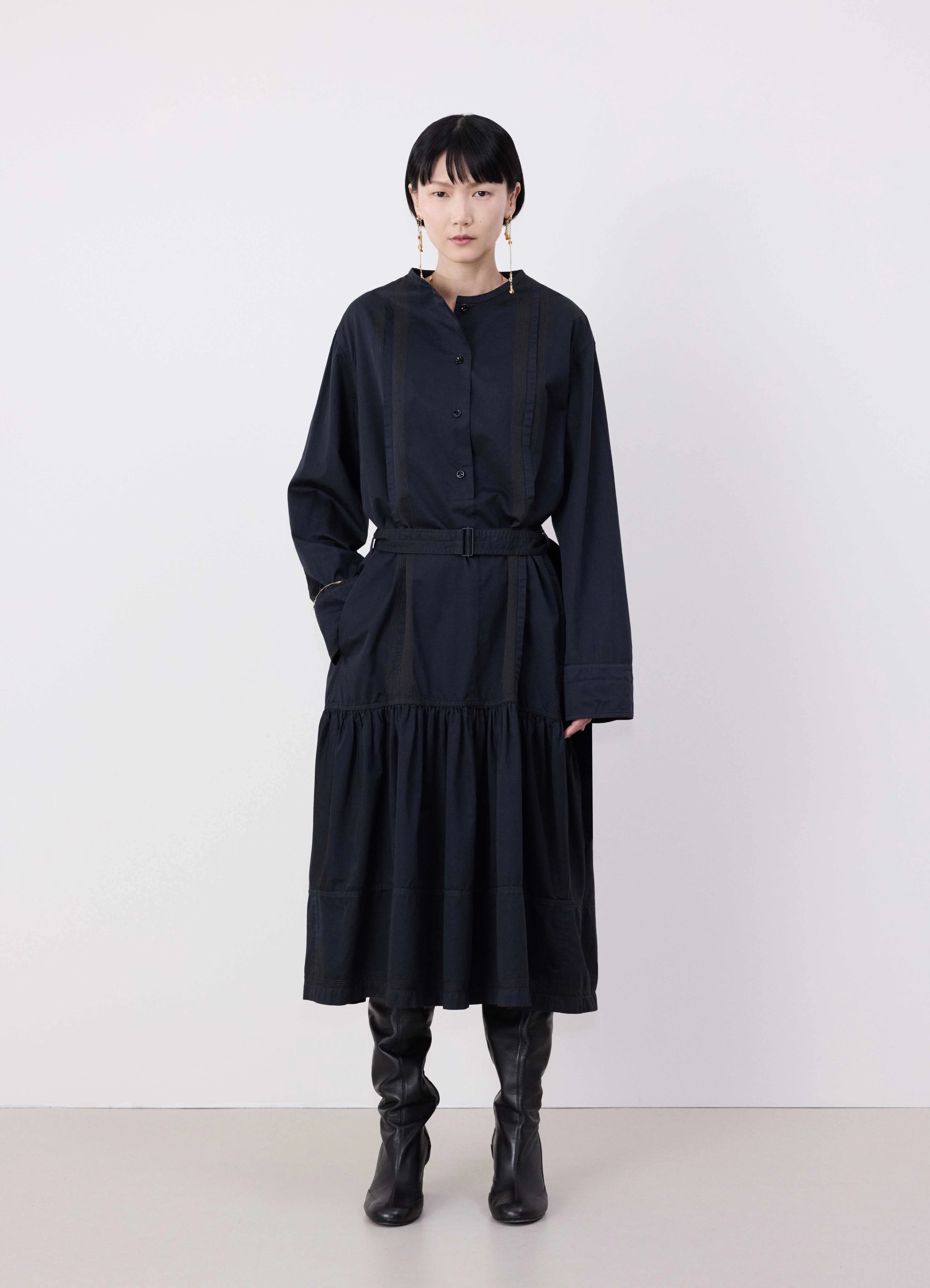 MULTI-TOPSTITCH GATHERED DRESS Tunics Running lightweight