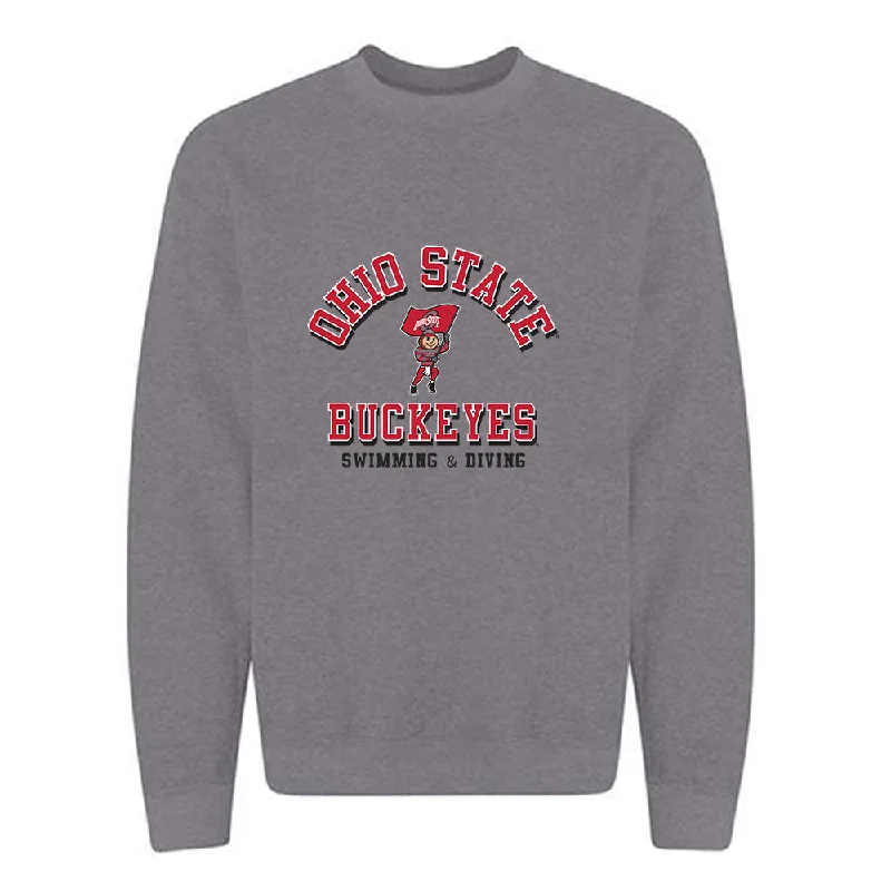Ohio State - NCAA Women's Swimming & Diving : Paige Hall - Crewneck Sweatshirt Hoodie with Front Slit Layering Stylish Ohio State - NCAA Women's Swimming & Diving : Paige Hall - Crewneck Sweatshirt Hoodie with Front Slit Layering Stylish