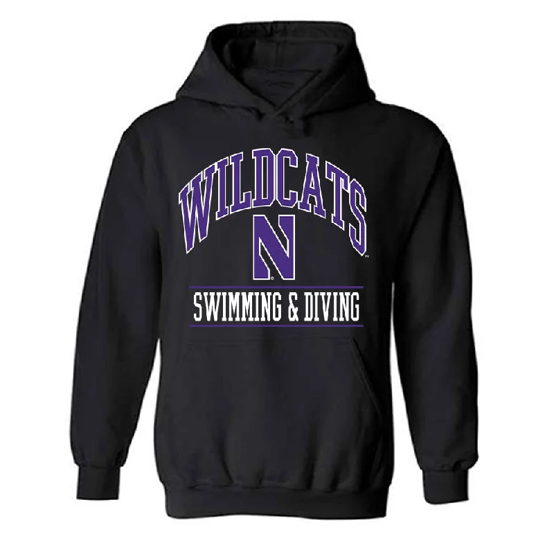 Northwestern - NCAA Women's Swimming & Diving : Annika Wagner - Classic Shersey Hooded Sweatshirt Hoodie with Slit Hem Functional Movement Northwestern - NCAA Women's Swimming & Diving : Annika Wagner - Classic Shersey Hooded Sweatshirt Hoodie with Slit Hem Functional Movement