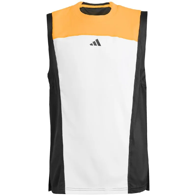adidas Girls Pro Tank - White/Spark lime green tank