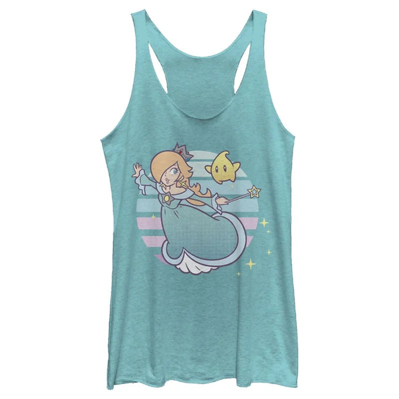 Women's Nintendo Super Mario Rosalina And Luma Striped Background Portrait Racerback Tank Top coral tank top Women's Nintendo Super Mario Rosalina And Luma Striped Background Portrait Racerback Tank Top coral tank top