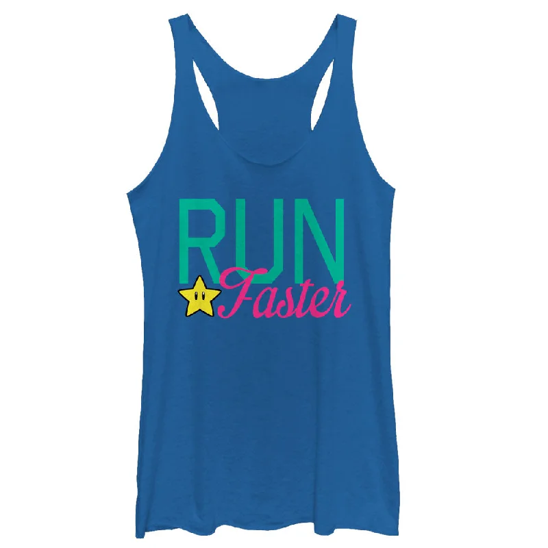 Women's Nintendo Super Star Run Faster Racerback Tank Top sheer tank top