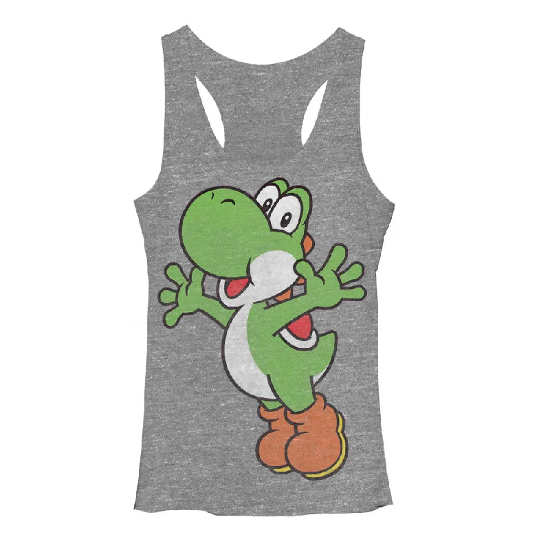 Women's Nintendo Mario Sidekick Yoshi Racerback Tank Top cold shoulder tank
