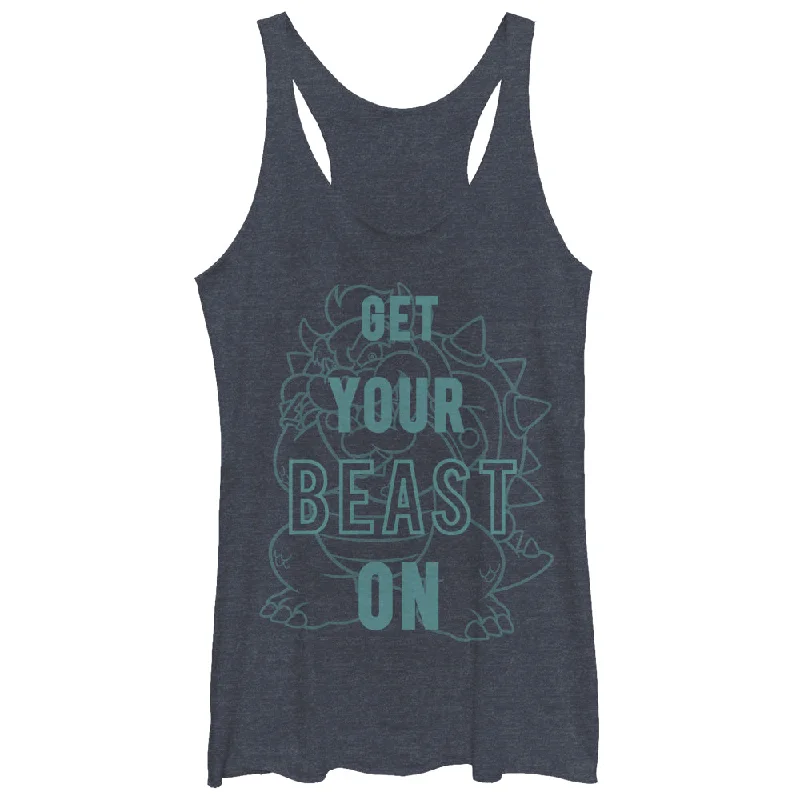 Women's Nintendo Bowser Get Your Beast On Racerback Tank Top peekaboo tank top