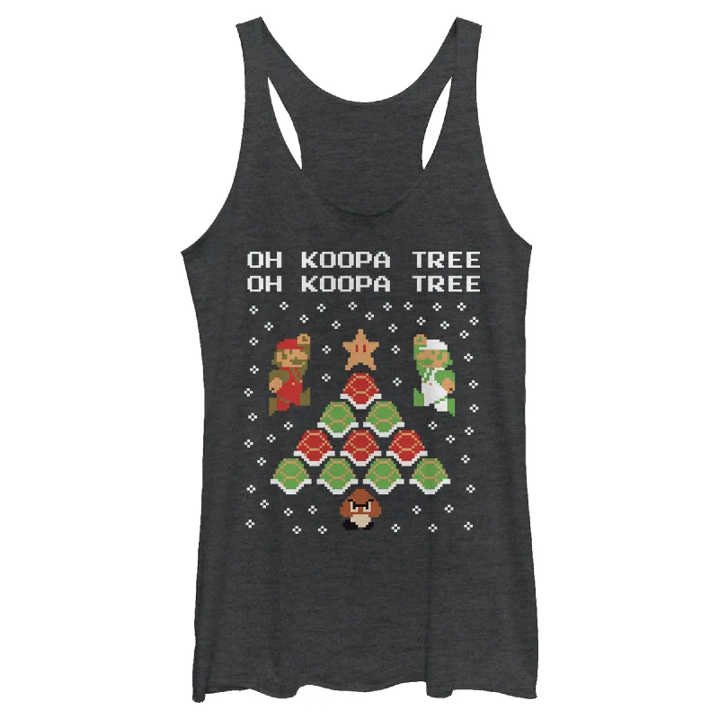 Women's Nintendo Christmas Mario Bros. Koopa Tree Racerback Tank Top rhinestone tank top Women's Nintendo Christmas Mario Bros. Koopa Tree Racerback Tank Top rhinestone tank top