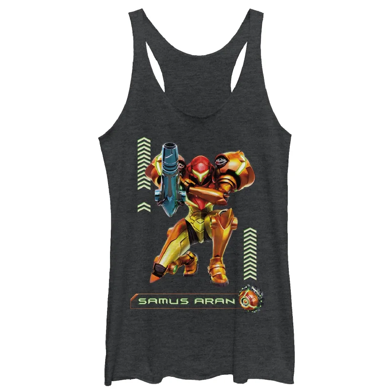 Women's Nintendo Metroid Samus Pose Racerback Tank Top relaxed fit tank