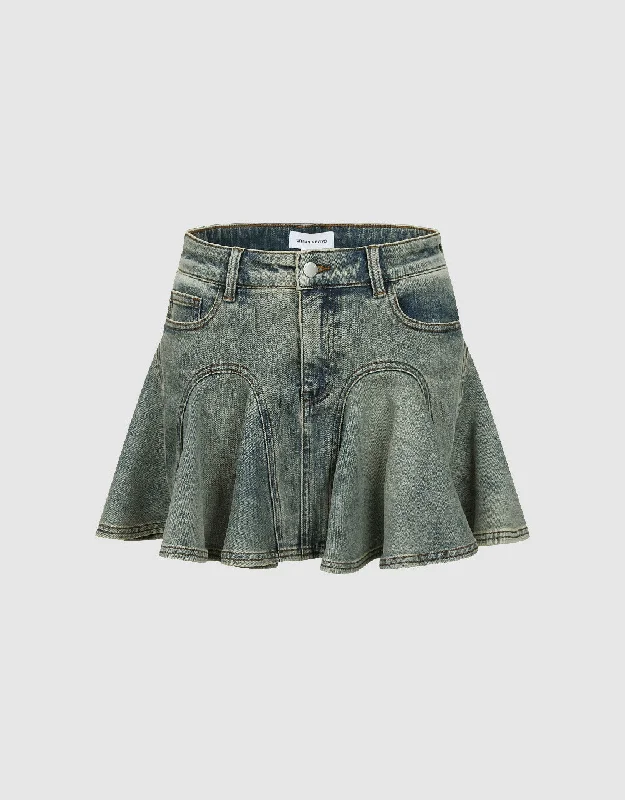 Mini A-Line Denim Skirt denim skirt durable