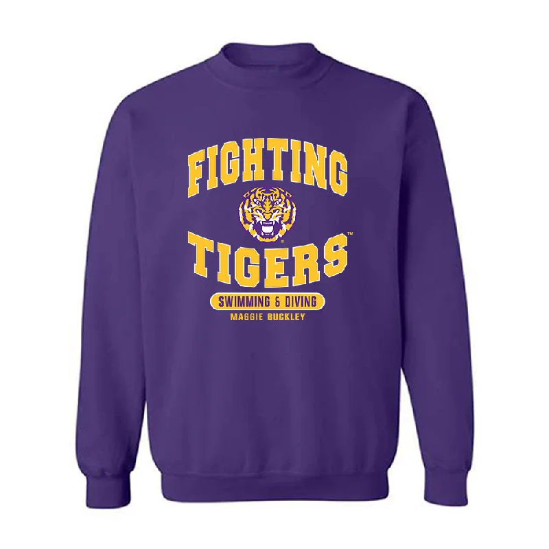 LSU - NCAA Women's Swimming & Diving : Maggie Buckley - Classic Fashion Shersey Crewneck Sweatshirt Hoodie with Camouflage Military Edgy LSU - NCAA Women's Swimming & Diving : Maggie Buckley - Classic Fashion Shersey Crewneck Sweatshirt Hoodie with Camouflage Military Edgy