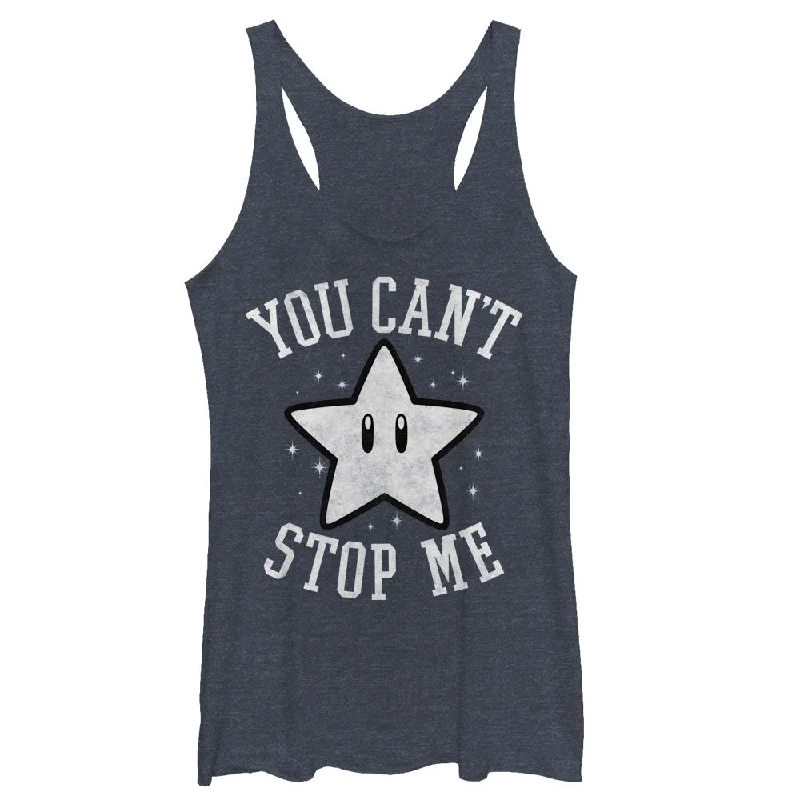 Women's Nintendo Super Star You Can't Stop Me Racerback Tank Top lace back tank