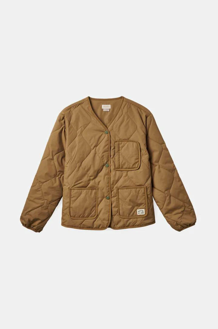 Brixton Delilah Quilted Jacket - Khaki Knit Jacket Woven Jacket Fleece Jacket