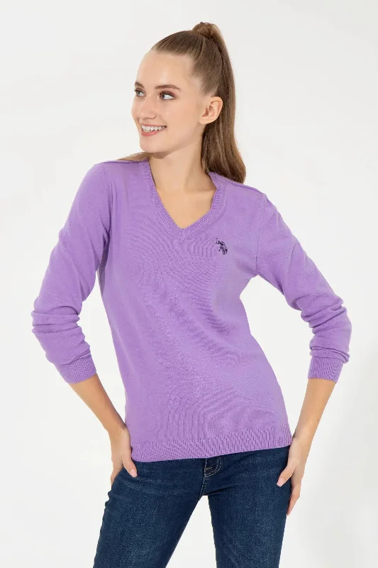 US Polo Assn. Slim Fit Pullover with Logo - Women Keyhole Neck Pullover