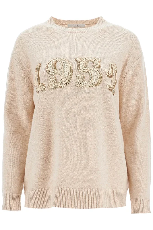 Form With Embroidery And Sequins Pullover  - Neutro Sabrina Neck Pullover
