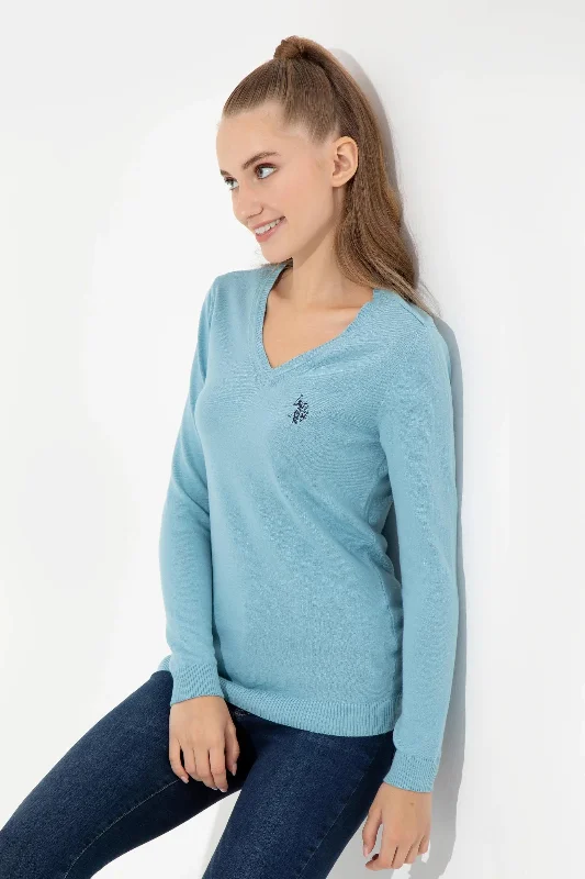 US Polo Assn. Slim Fit Pullover with Logo - Women Kimono Neck Pullover