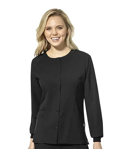 W123 WOMEN'S CREW NECK WARM UP Scrub Jacket by WonderWink Wool Fabric Cashmere Fabric Tweed Fabric W123 WOMEN'S CREW NECK WARM UP Scrub Jacket by WonderWink Wool Fabric Cashmere Fabric Tweed Fabric