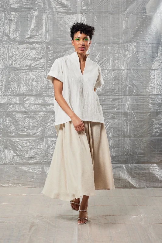 Collared Pullover (Ivory) Spaghetti Sleeve Top