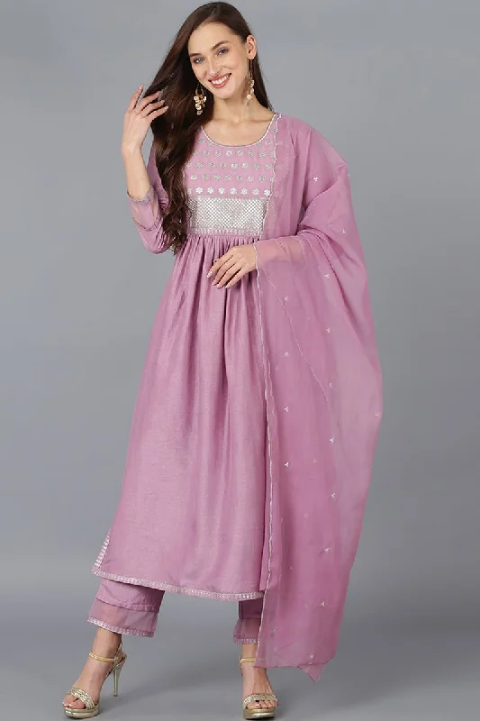 Ahika Lavender Silk Blend Solid Straight Kurta Trousers With Dupatta Trousers Solid Black Ahika Lavender Silk Blend Solid Straight Kurta Trousers With Dupatta Trousers Solid Black
