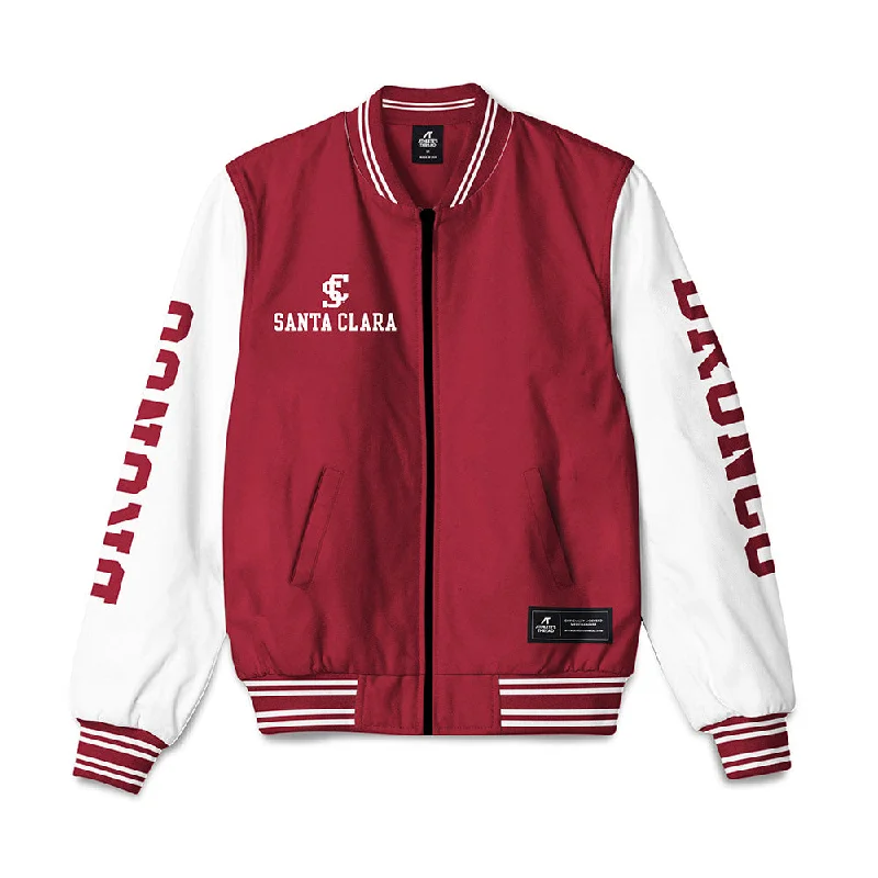 SCU - NCAA Women's Rowing : Maia Murphy - Bomber Jacket Oversized Jacket Tailored Jacket Straight Jacket SCU - NCAA Women's Rowing : Maia Murphy - Bomber Jacket Oversized Jacket Tailored Jacket Straight Jacket