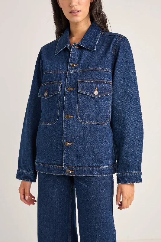 Demi Oversized Denim Jacket Indigo Insulated Jacket Fitted Jacket Loose Jacket