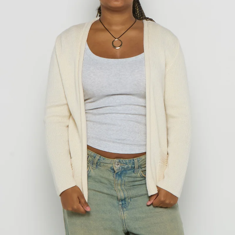 Ribbed Cardigan - M Silk Blend Satin Velvet