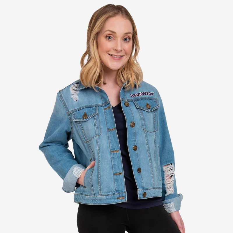 Washington Huskies Womens Denim Days Jacket Hoodie Zip-Up Jacket Button-Up Jacket